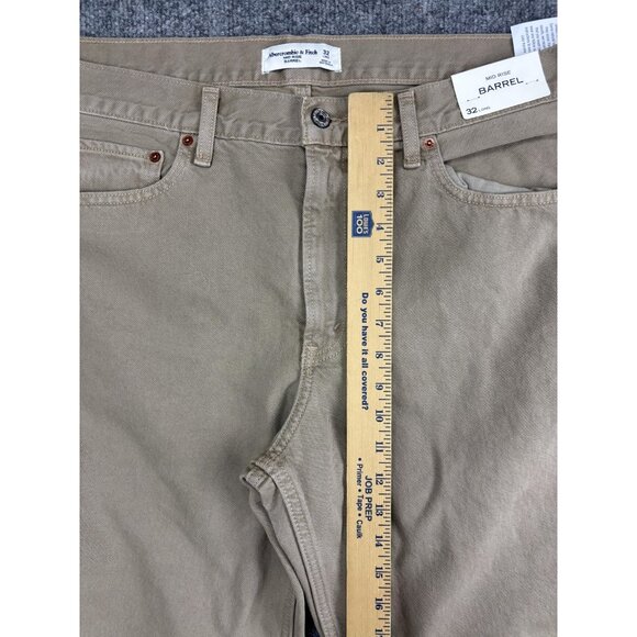 Abercrombie & Fitch Jeans Womens 32 Long Khaki Mid Rise Barrel Wide Leg - Picture 5 of 9
